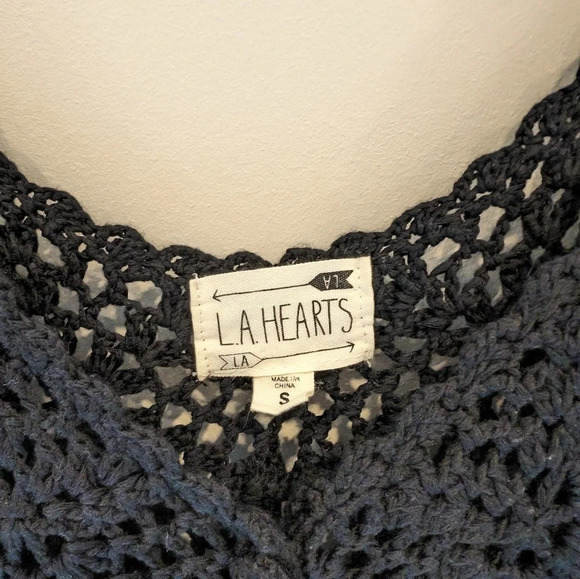LA  Hearts PacSun Black Macrame Knit Button Front Tank Top - Small Woman - Picture 4 of 8